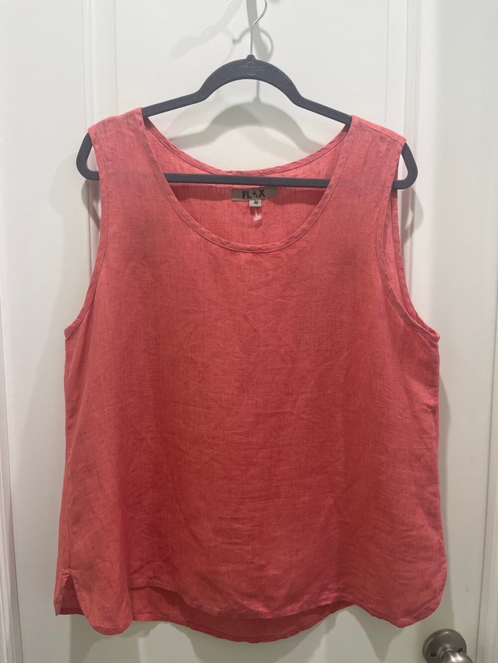 Flax Linen Coral Round Neck Tank Sz M